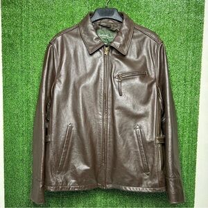 Eddie Bauer Brown Genuine Leather Long Sleeve Full-Zip Bomber Jacket Men’s XL